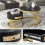 (Black+Gold) 2-in-1 Round Coffee Table Made of MDF 5