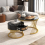 (Black+Gold) 2-in-1 Round Coffee Table Made of MDF 8
