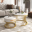 (White+Gold) 2-in-1 Round Coffee Table Made of MDF 8