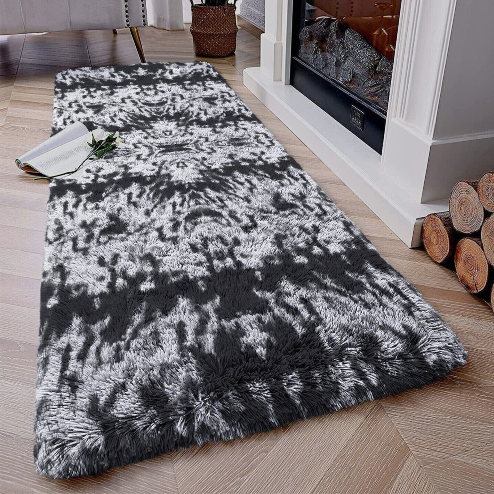 (CHARCOAL, 60 X 220) Extra Large Shaggy Rugs Living Room Runner Carpet