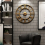 Gold Silent Large Wall Clock Metal Vintage Stereo Roman Numeral 4