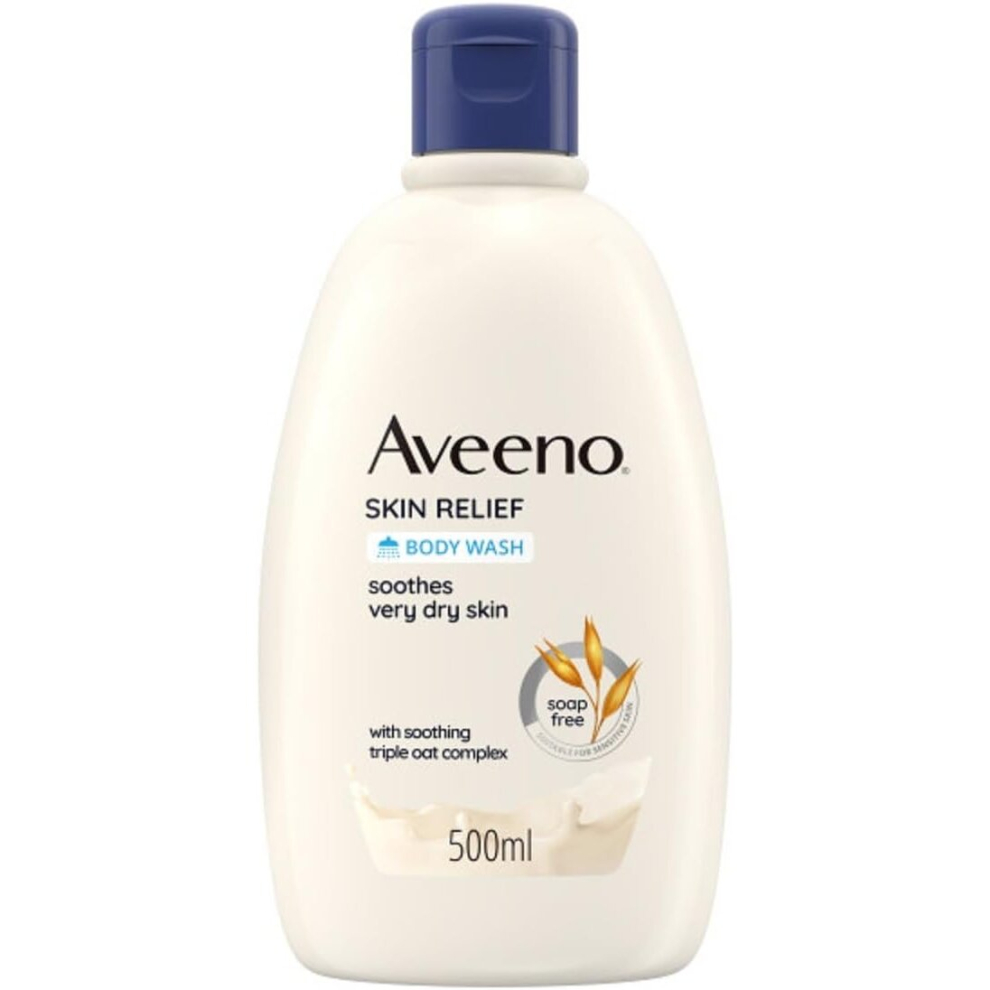 Aveeno Skin Relief Moisturising Body Wash With Soothing Triple Oat Complex Suitable Sensitive Skin Cleanses without Drying Soap Free Unscented 500ml