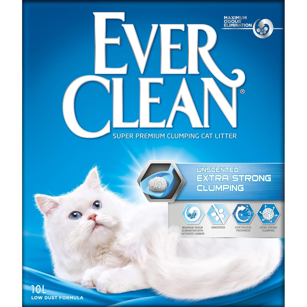 Ever Clean Clumping Cat Litter, Extra Strong Clumping Cat Litter, Unscented, Unbeatable Clumping Strength, 10L