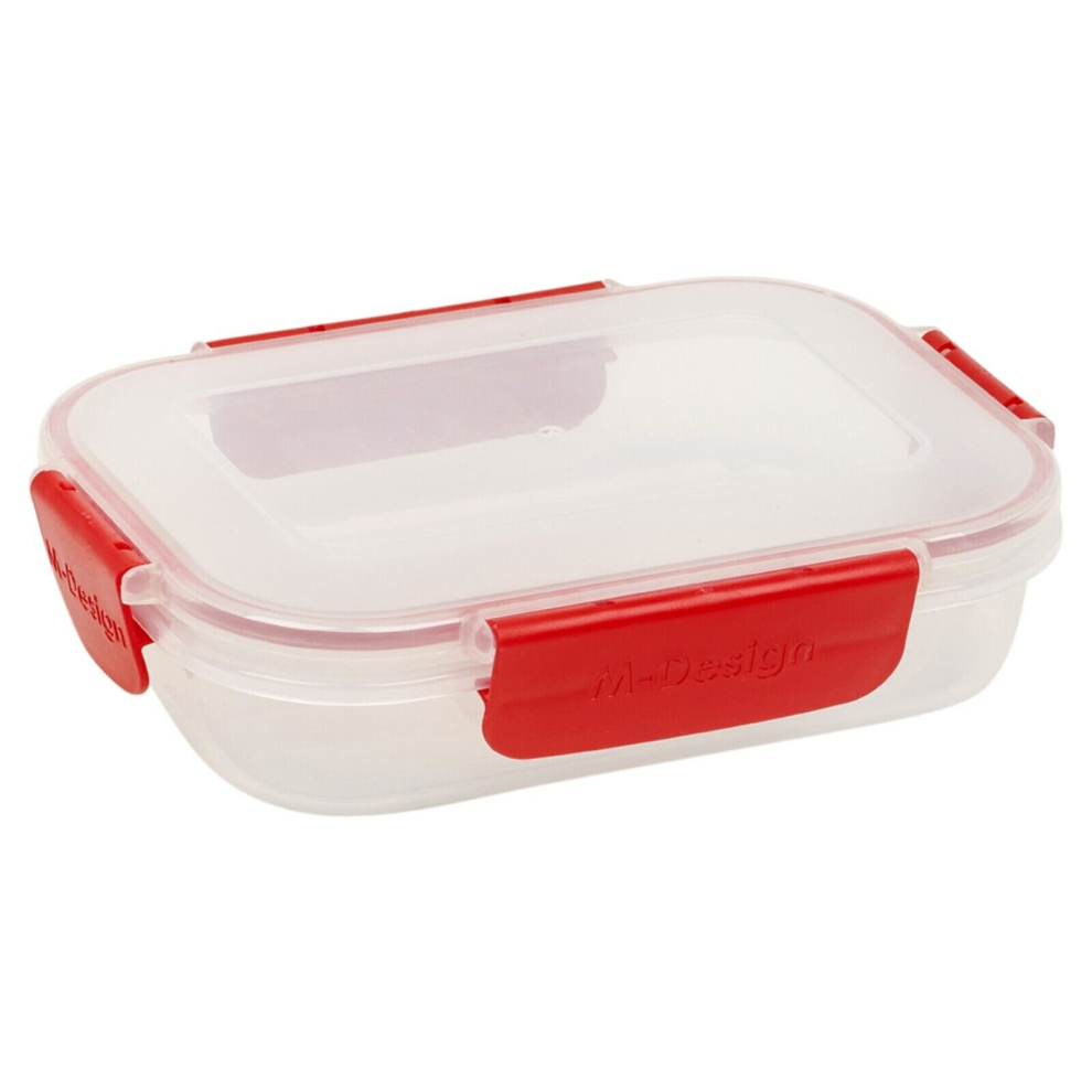 (  600ml,   Red) Set of 3 Food Plastic Storage Container Airtight Seal Clip & Lock Lid Dishwasher Safe