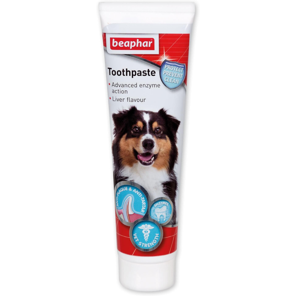 Beaphar Advanced Dual-Enzyme Toothpaste Dental Care for Dogs Cats Helps Prevent Bad Breath Combat Plaque Liver-Flavoured 100g Tube