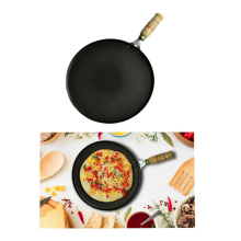 Iron Tawa Flat Tava Crepe Pancake Dosa Pan Chapati Roti Wooden Handle