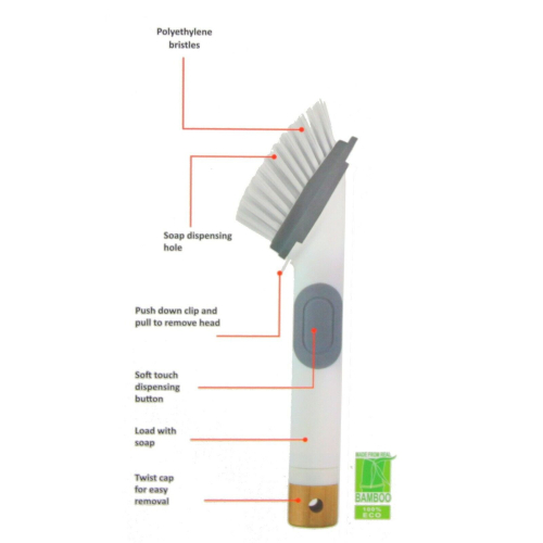 Alpina Dish Washing Up Brush Sponge With Liquid Soap Dispenser Scrubber Pad 1