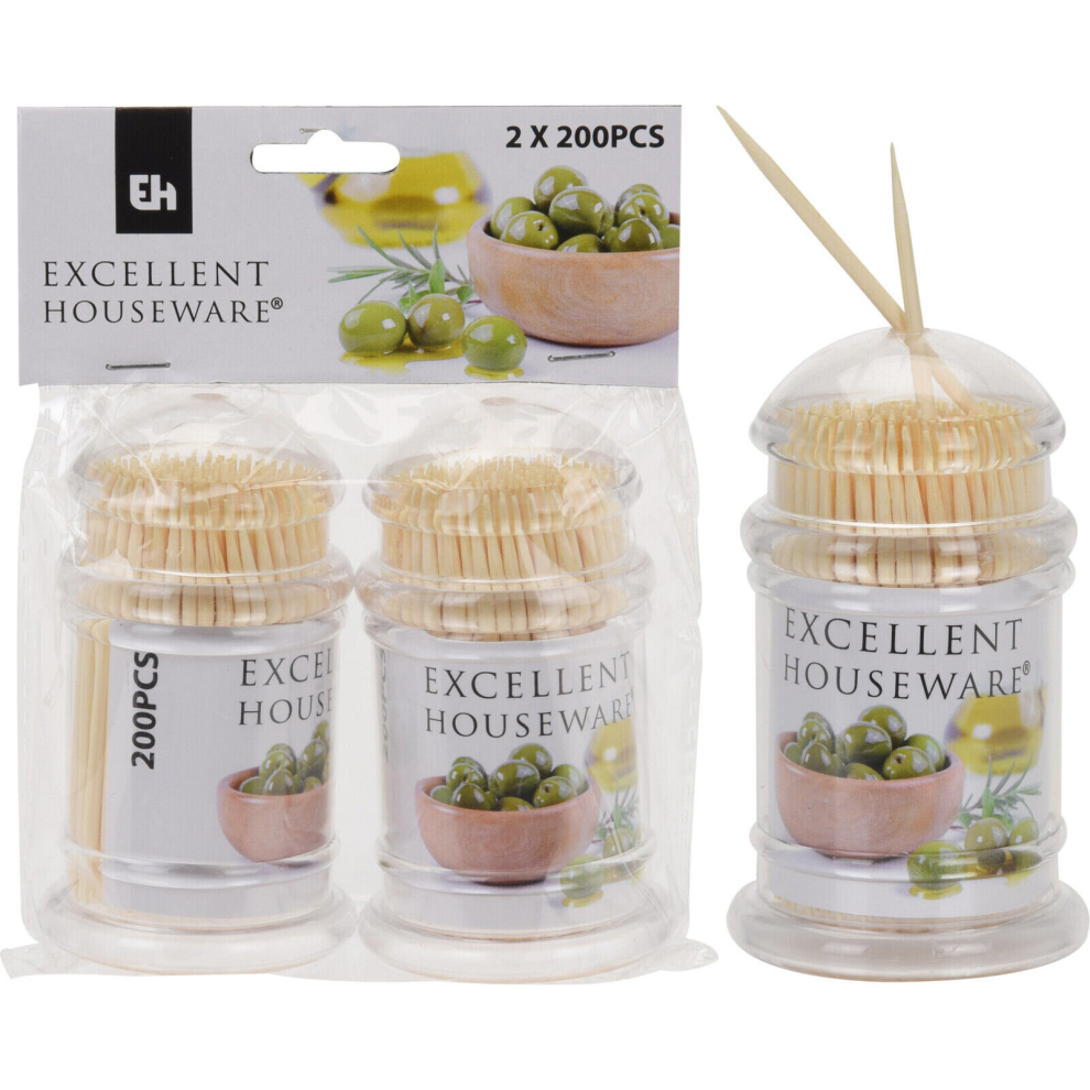 Excellent Houseware Toothpicks Wooden Cocktail Sticks 400 Tooth Picks Party Food Fruit