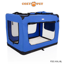 Fabric Dog Crate Blue, XXL Size 101cm, Cat Pet Carrier by Cozy Pet Transport Travel Cage FDC-XXL-BL