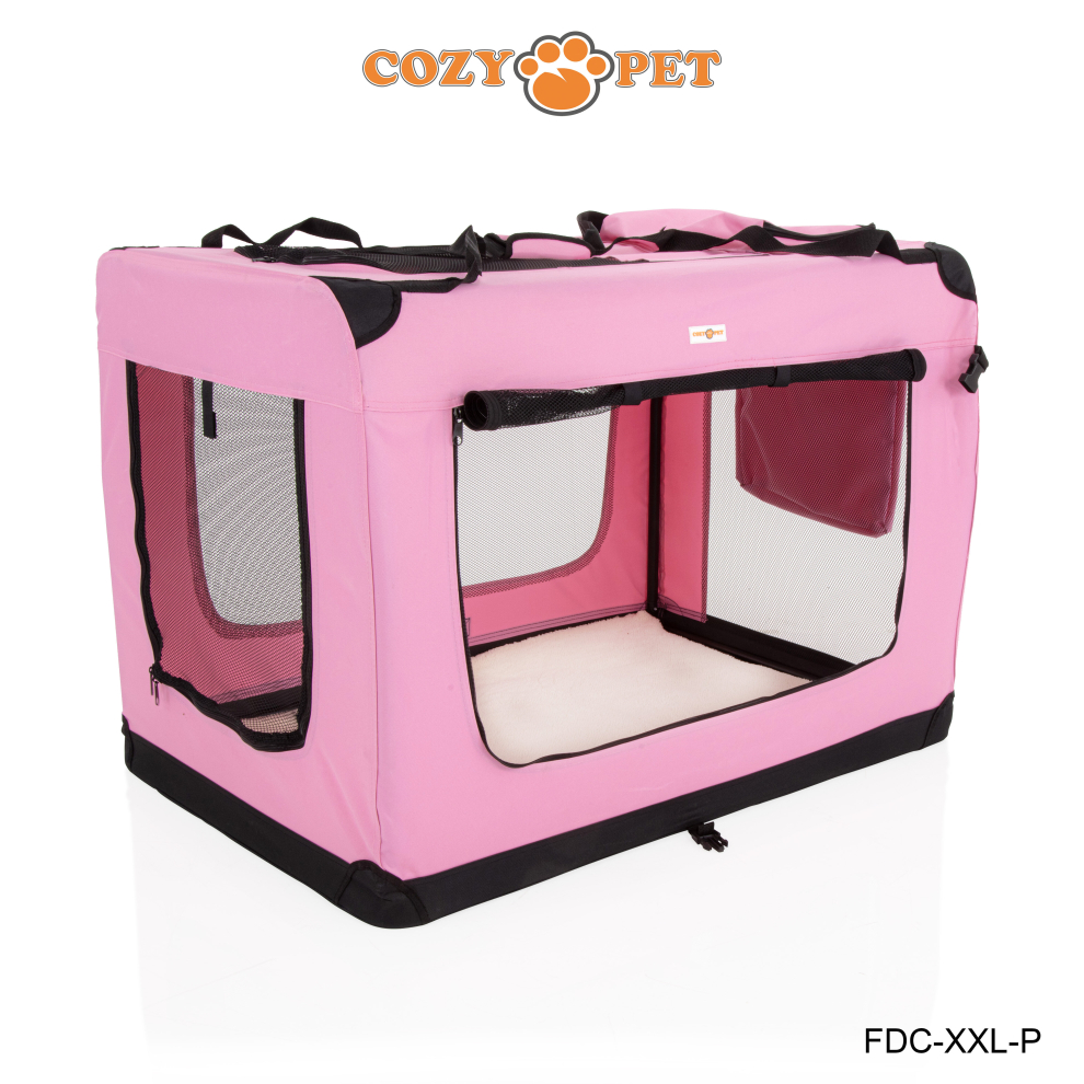 Fabric Dog Crate Pink, XXL Size 101cm, Cat Pet Carrier by Cozy Pet Transport Travel Cage FDC-XXL-P