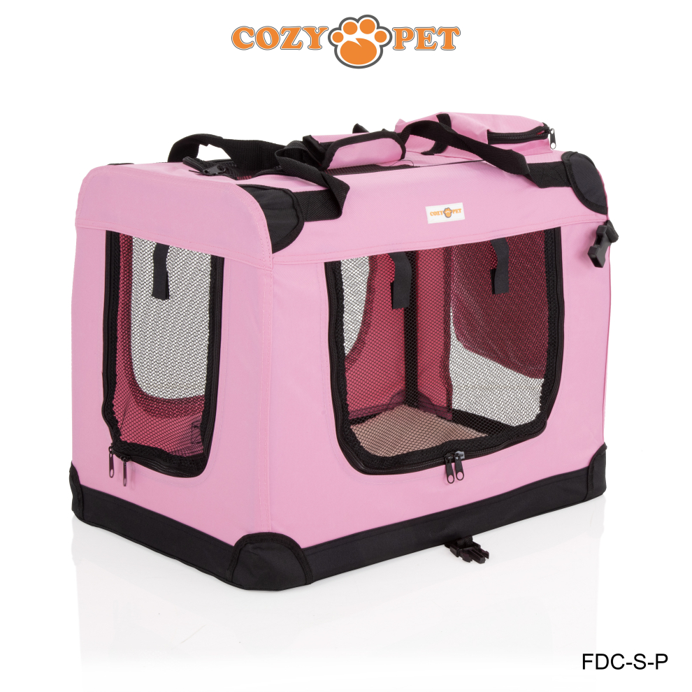 Fabric Dog Crate Pink, S Size 60cm, Cat Pet Carrier by Cozy Pet Transport Travel Cage FDC-S-P