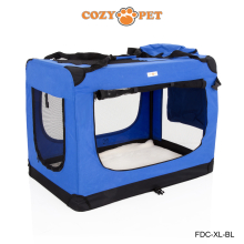 Fabric Dog Crate Blue, XL Size 90cm, Cat Pet Carrier by Cozy Pet Transport Travel Cage FDC-XL-BL