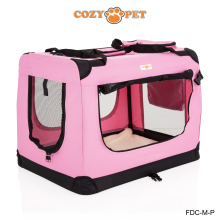 Fabric Dog Crate Pink, M Size 70cm, Cat Pet Carrier by Cozy Pet Transport Travel Cage FDC-M-P