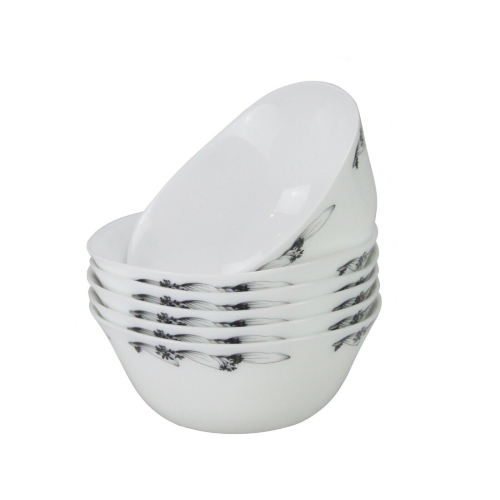 White Cereal Bowls Set 6 Breakfast Oatmeal Soup Dessert Pasta Square 1