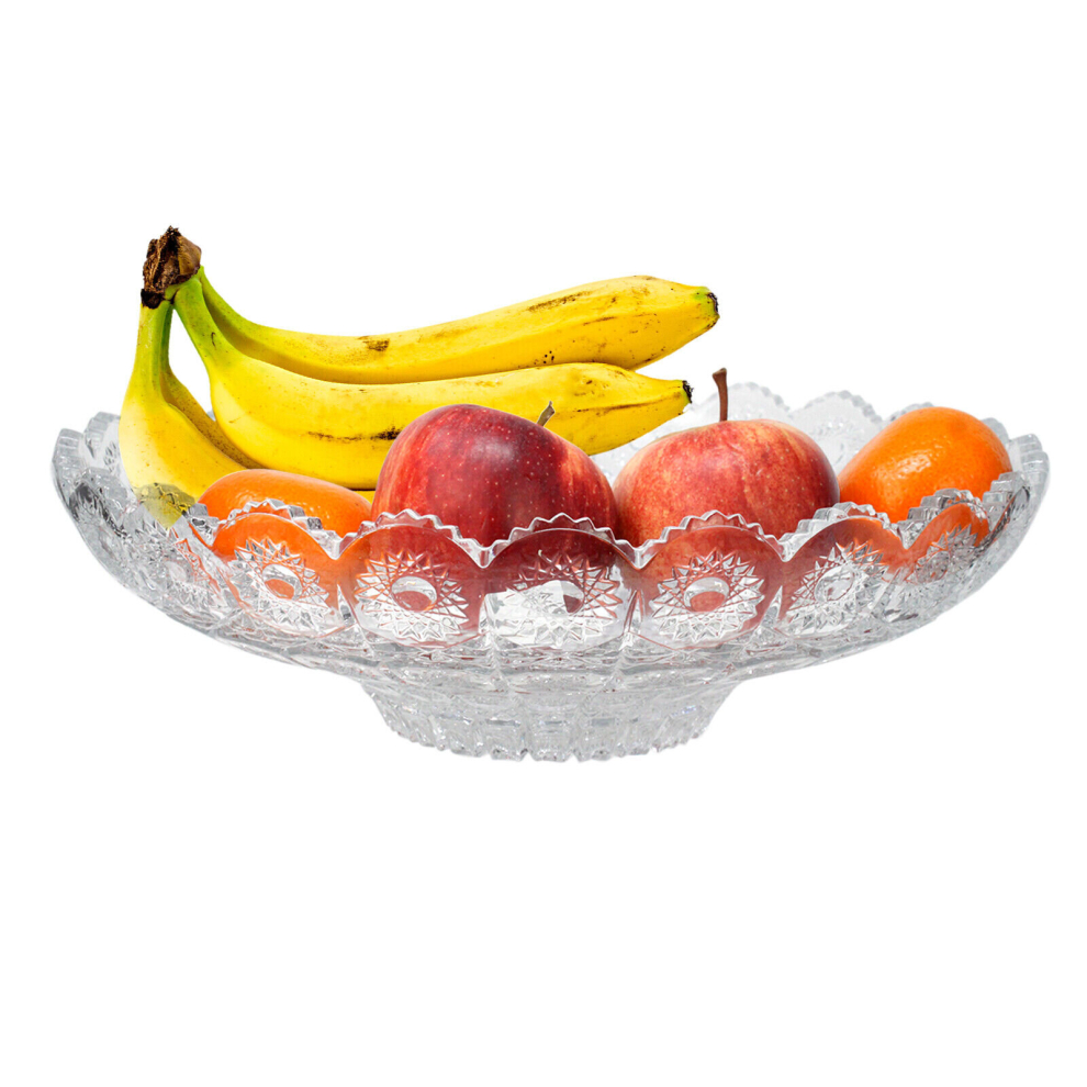 Glass Fruit Bowl Large Round Serving Display Centre Bowl CutGlass 31cm