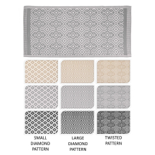 (SMALL DIAMOND PATTERN - Black) Plastic Straw Rug Large Floor Camping Mat Portable for Indoor Outdoor Garden