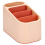 (Peach - 4 Compartment - Rectangle) Office Desk Organiser Pencil Pen Holder Storage Pot Tidy Makeup Brush Two-Tone 1