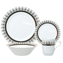 16PC Dinner Set White Porcelain Dining Plates Bowls Dinnerware Vintage