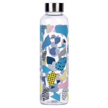 (Colourful Abstract) Glass Water Bottle Sports Gym Drinking Outdoor