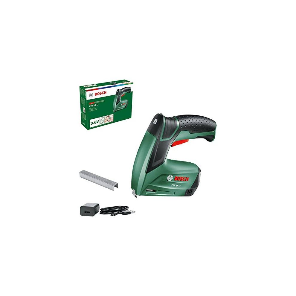Bosch Home and Garden Cordless Staple Gun PTK 3,6 LI integrated rechargeable battery, 3.6V, 30 impacts/min, in carton packaging