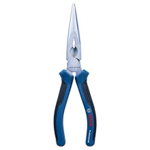 Bosch Professional 1600A01TH8 200mm Needle Nose Pliers Straight, Chrome Vanadium Steel, Rubberised Grip, Blue