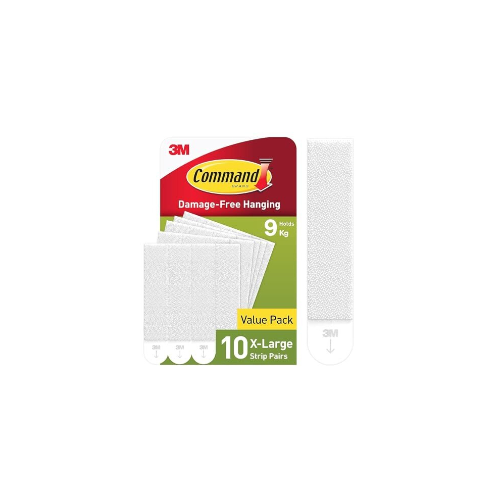 Command Picture Hanging Strips, White, X-Large, 10 Strip Pairs - For Pictures, Frames, Mirrors, Wall Decor - Damage Free Hanging