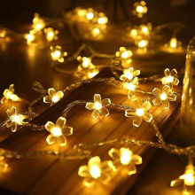 (Warm White, 1.5M10LED) Flower Fairy Lights Battery Operated String Lights Waterproof 10/20/30/40 LED Cherry Blossom Lights For Patry Wedding Decor