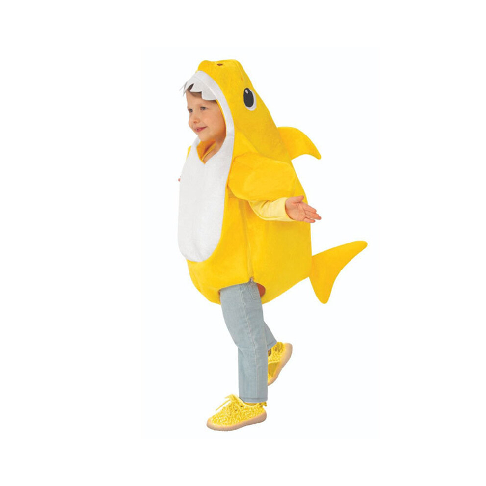 (Yellow, kids 90) Boys Girls Shark Costume Jumpsuit for Children Dress Up Baby Funny Party Halloween Cosplay Costume Kids Holiday Birthday Gift