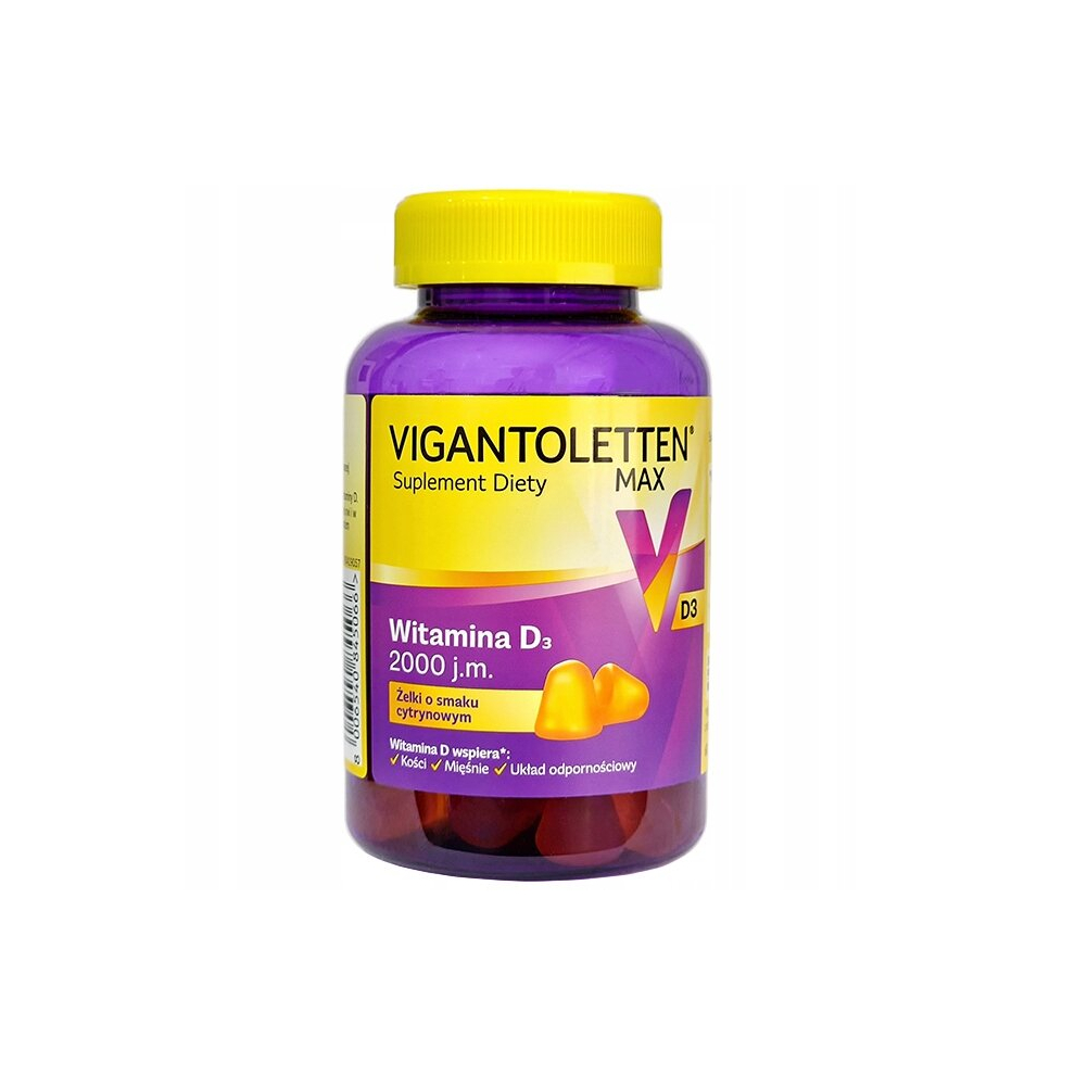 Vigantoletten Max, vitamin D3 2000 lemon flavored jellies, 60 pieces