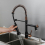 Kitchen Faucet Black with Rose Gold Multifunctional Hot and Cold Sink American Spring Faucet Vegetable With LED Faucet 4