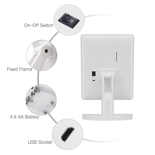White 16 LED Touch Vanity Mirror Cosmetic light 180° Rotation Tray 1