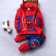 (Blue, 3T(100cm)) Cartoon Spiderman Autumn Baby Boys Superheroes Sets Clothes Kids Long Sleeve Hoodie Vest Pants 3Pcs Infant Children Outfits