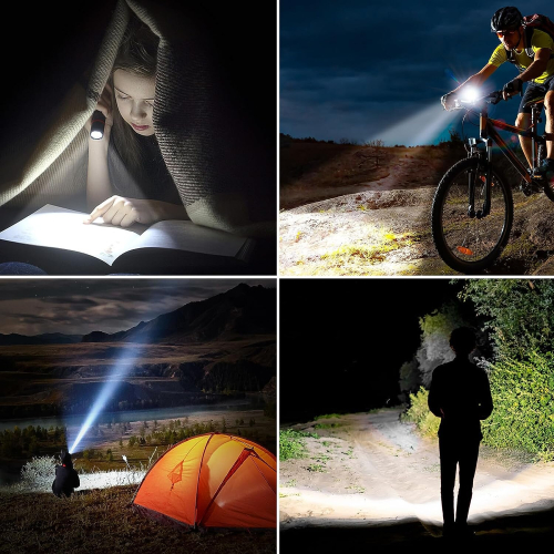 Adjustable Focus Flashlight LED Torch Rechargeable Super Bright 2