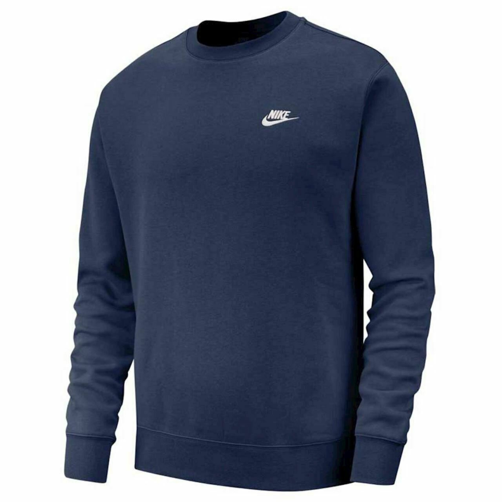 (Navy, Large) Nike Mens Club Crew Neck Sweatshirt Jumper