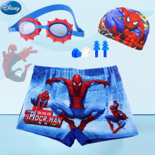 (Marvel 11, 20-35kg) Spiderman Kid Swimwear Pants Cap Set Baby Boy Swimsuit Shorts Cartoon Spiderman kidsSwimming Trunks Glasses Gift