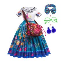 (5-6T(Tag 130), Mirabel 4pcs set) Encanto Costume Frozen Anna Elsa Princess Dress Girls Charm Isabela Mirabel Party Gown Kids Halloween Cosplay Clothes