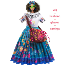 (5-6T(Tag 130), Mirabel 5pcs set) Encanto Costume Frozen Anna Elsa Princess Dress Girls Charm Isabela Mirabel Party Gown Kids Halloween Cosplay Clothes