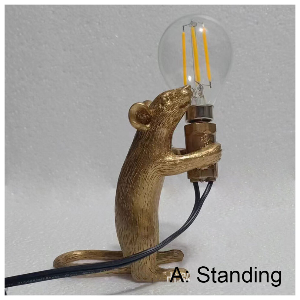 (Gold A, Cable Bulb) Modern LED Table Lights Resin Animal Rat Cat Squirrel LED Night Lights Mouse Table Lamps Home Decor Desk Lamp Lighting Fixtures