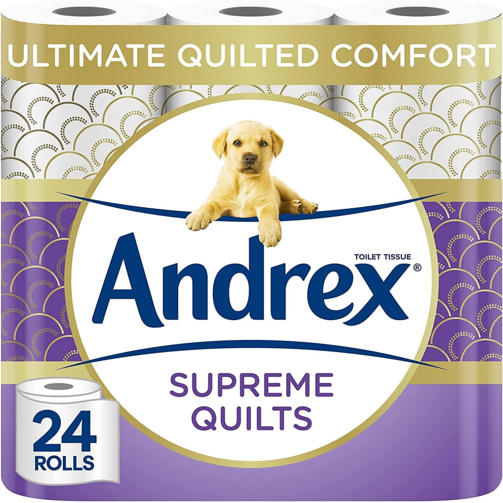 Andrex Supreme Quilts Quilted Toilet Toilet Roll Pack 25 Thicker Than Provide Ultimate Quilted Comfort Unique Air Pocket Texture 24 Count Pack of 1