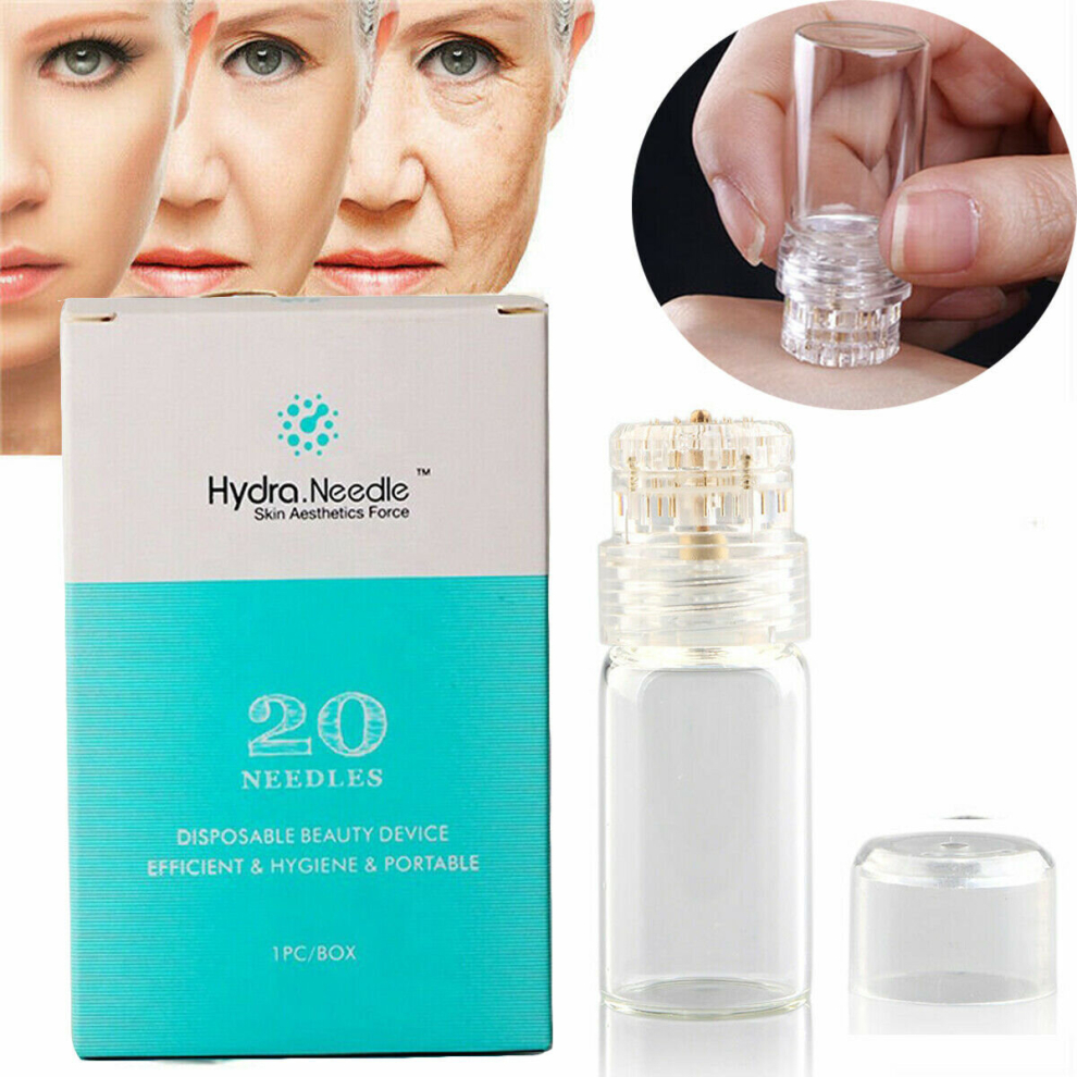 (1.0mm) Hydra Needle 20 Pins Micro Needle Titanium Roller Stamp Hydra Roller Microneedle Fine Serum Injection Applicator Tool Skin Care Anti Aging