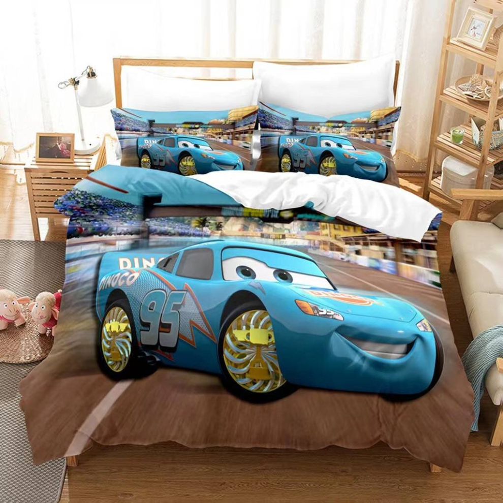 (Style 02, Double(200X200CM/3PCS)) Cartoon Cars Bedding Single Double Duvet Cover UK