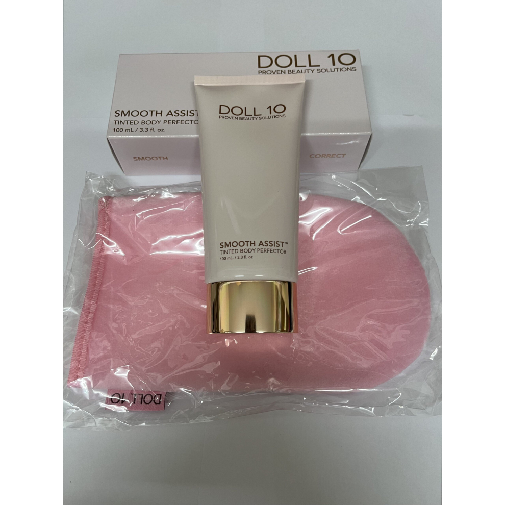 DOLL 10 SMOOTH ASSIST  TINTED BODY PERFECTOR + MITT - 100ML