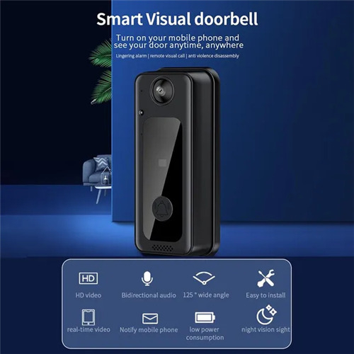 WIFI Doorbell Camera with 125° Wide Angle Visual Indoor Chime Video 1