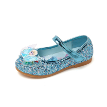 (Blue, 28) Frozen Elsa Princess Designer Crystal Casual Flat Shoes for Kids Girls Bling Round Toe Baby Shoes Child Flats Sneakers