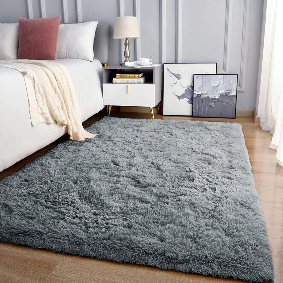 Supreme Bedding Ltd (160Cm X 230Cm (5Ft 4" X 7Ft 8")- Large Area Rug) Anti-Slip Shaggy Rugs Bedroom Carpet Doormats Grey