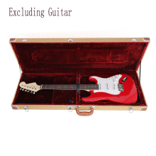 Lockable Wood & Leather Electric Guitar Hard Case for ST TL Burning Fire - Plush Lined, Chrome Latches, Neck Padding, Large Accessory Space