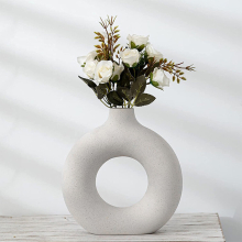 (18cm W x 19cm H) Nordic Style Ceramic Round Vase in White