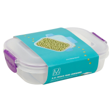 ( 600ml, Purple) Set of 6 Food Plastic Storage Container Airtight Seal Clip & Lock Lid Dishwasher Safe