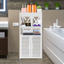 Small Bathroom Storage Corner Floor Cabinet with Doors and Shelves, Organizer Cupboard for Living Room Bedroom Kitchen