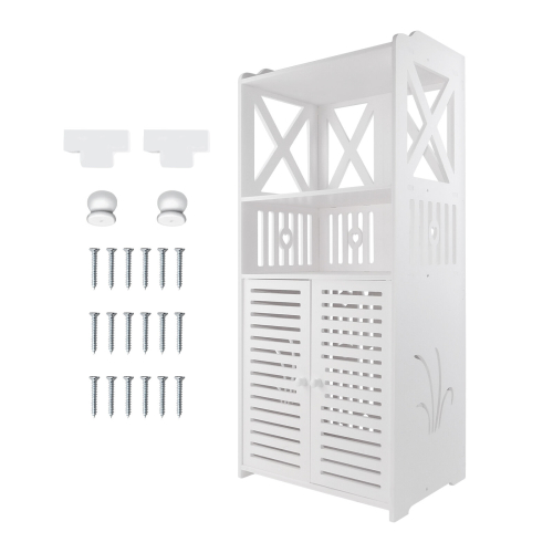 Bathroom Floor Cabinet, Bathroom Storage Organizer,Corner Unit Free Standing Bathroom Furniture with Doors and Shelves for Living Room Bedroom